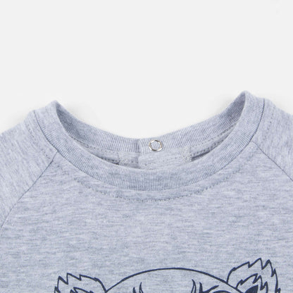 Baby Boys Marl Grey Cotton Babysuit