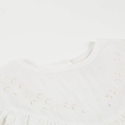 Girls Off White Cotton Dress