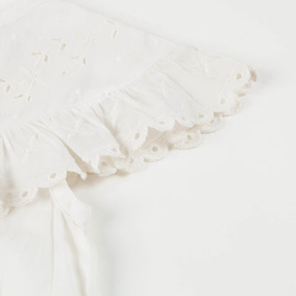 Girls Off White Cotton Dress
