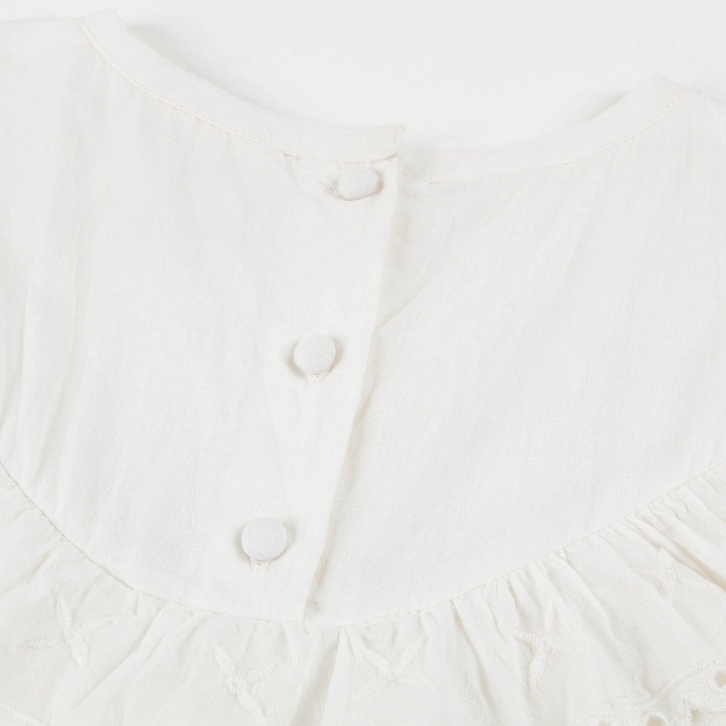 Girls Off White Cotton Dress