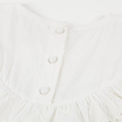 Girls Off White Cotton Dress