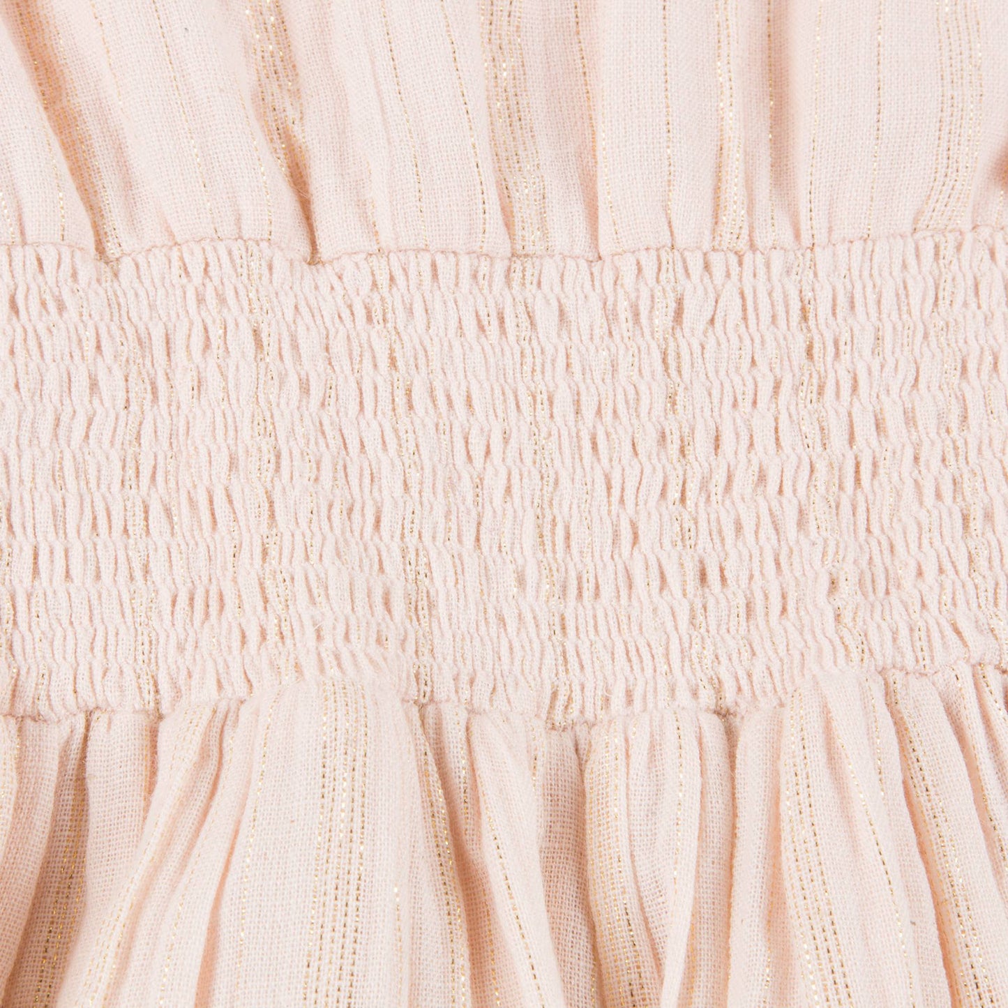 Girls Light Pink Gold Lurex Stripes Cotton Dress