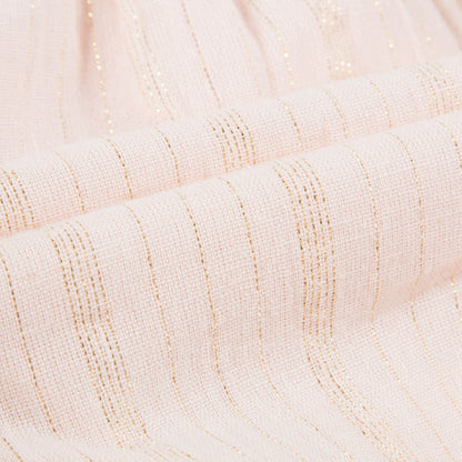 Girls Light Pink Gold Lurex Stripes Cotton Dress