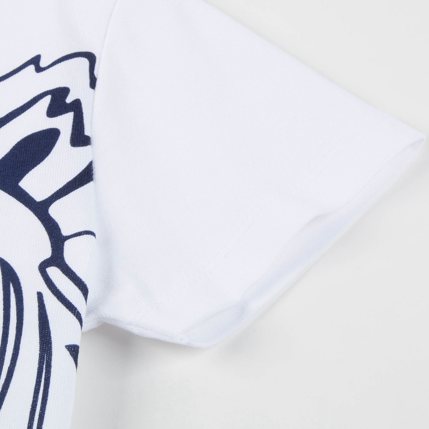 Boys White & Navy Tiger Printed Cotton T-shirt