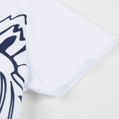 Boys White & Navy Tiger Printed Cotton T-shirt