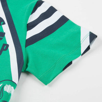 Boys Green Printed Cotton T-shirt