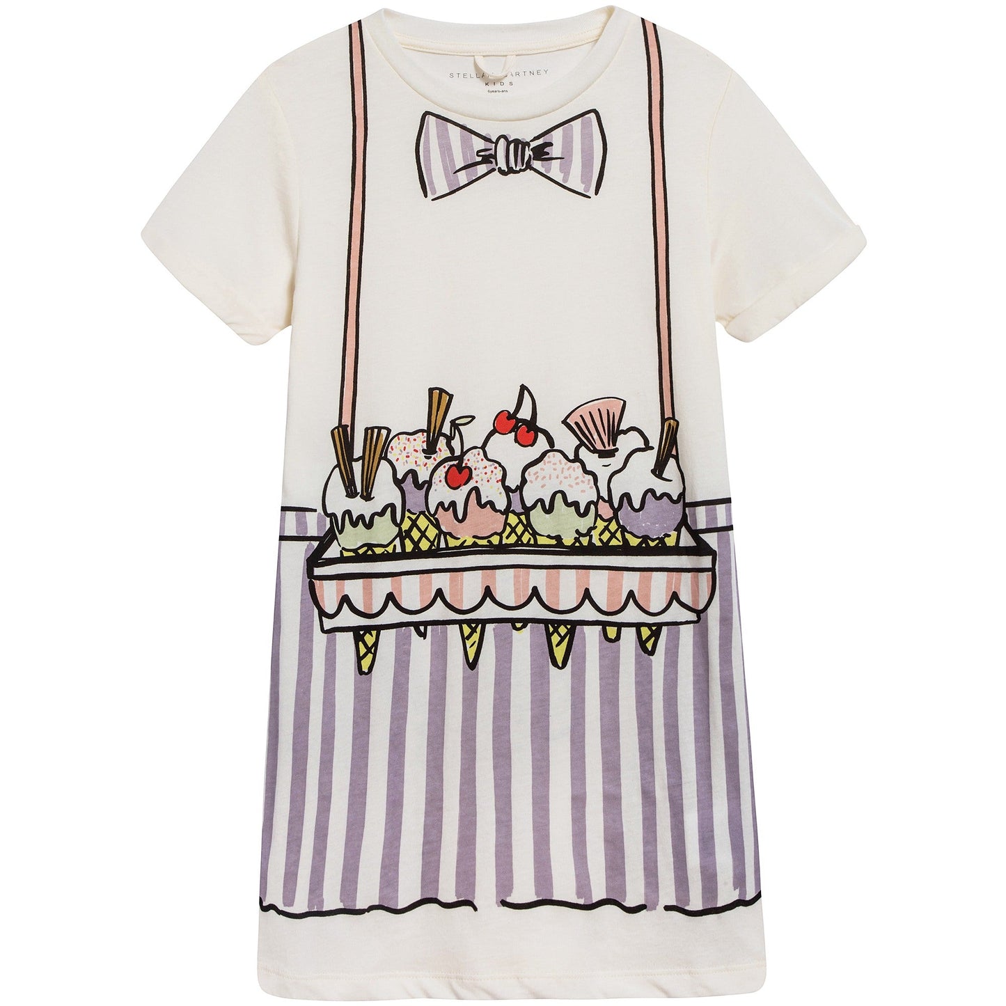 Girls Beige Printed Dress