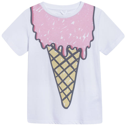 Girls White Icecream Printed T-shirt