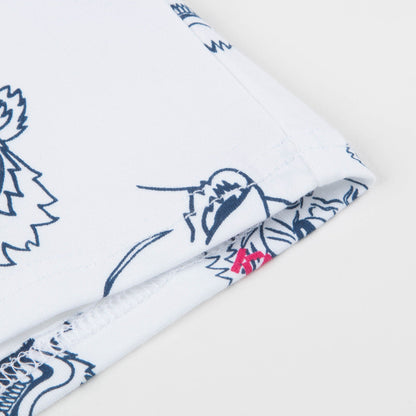 Girls White Tiger Printed Cotton T-shirt