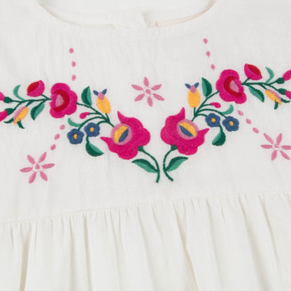 Girls Off  White Cotton Tunic