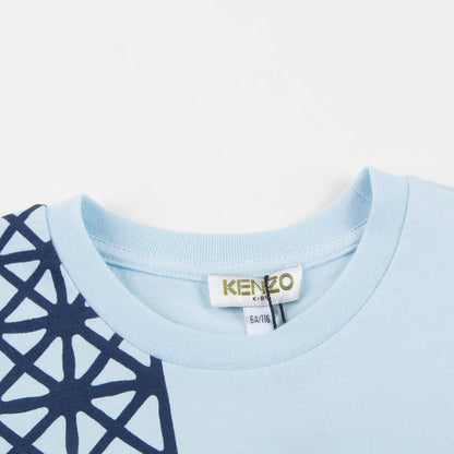 Boys Light Blue Printed Cotton T-shirt
