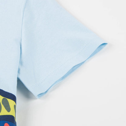 Boys Light Blue Printed Cotton T-shirt