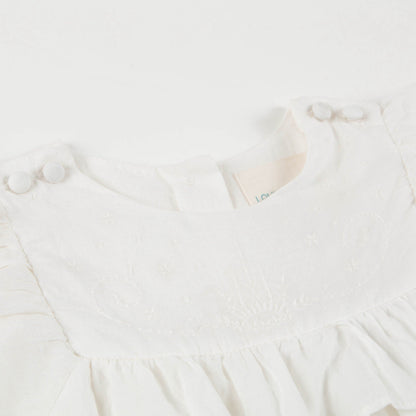 Baby Girls Off  White Cotton Dress