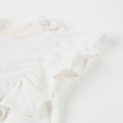Baby Girls Off  White Cotton Dress