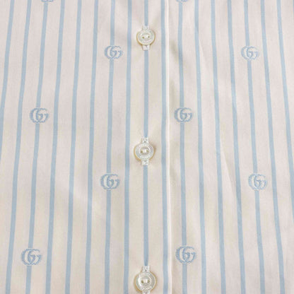 女婴白色条纹Logo棉衬衫