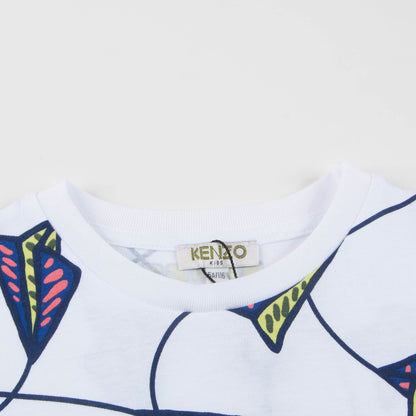 Boys White Printed Cotton T-shirt
