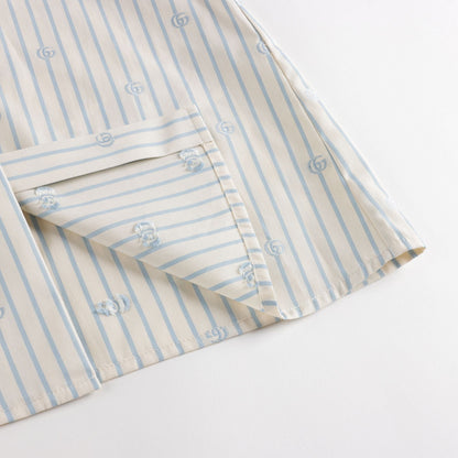 女婴白色条纹Logo棉衬衫