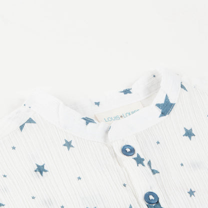 Girls White "Cotton  Crepe  Stars" T-shirt