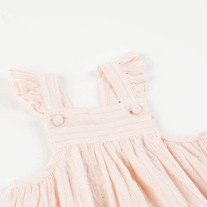 Girls Light Pink "Gold  Lurex  Stripes" Dress