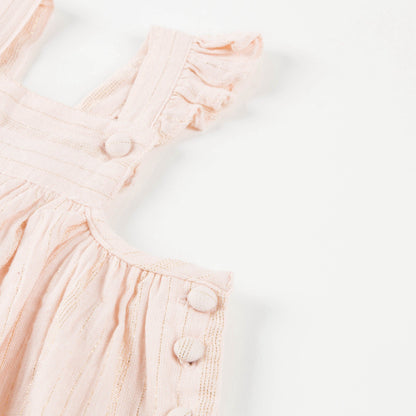 Girls Light Pink "Gold  Lurex  Stripes" Dress