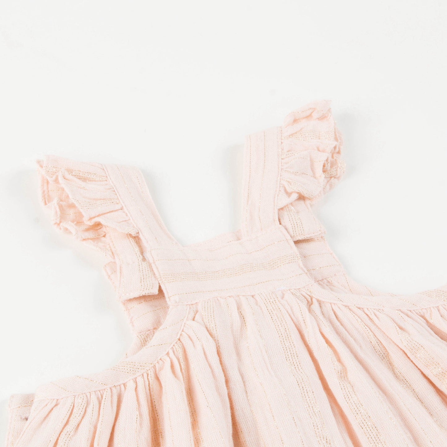 Girls Light Pink "Gold  Lurex  Stripes" Dress