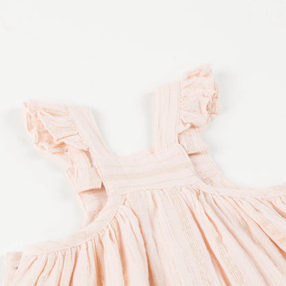 Girls Light Pink "Gold  Lurex  Stripes" Dress