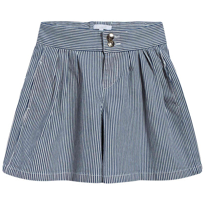 Girls Blue Striped Cotton Shorts