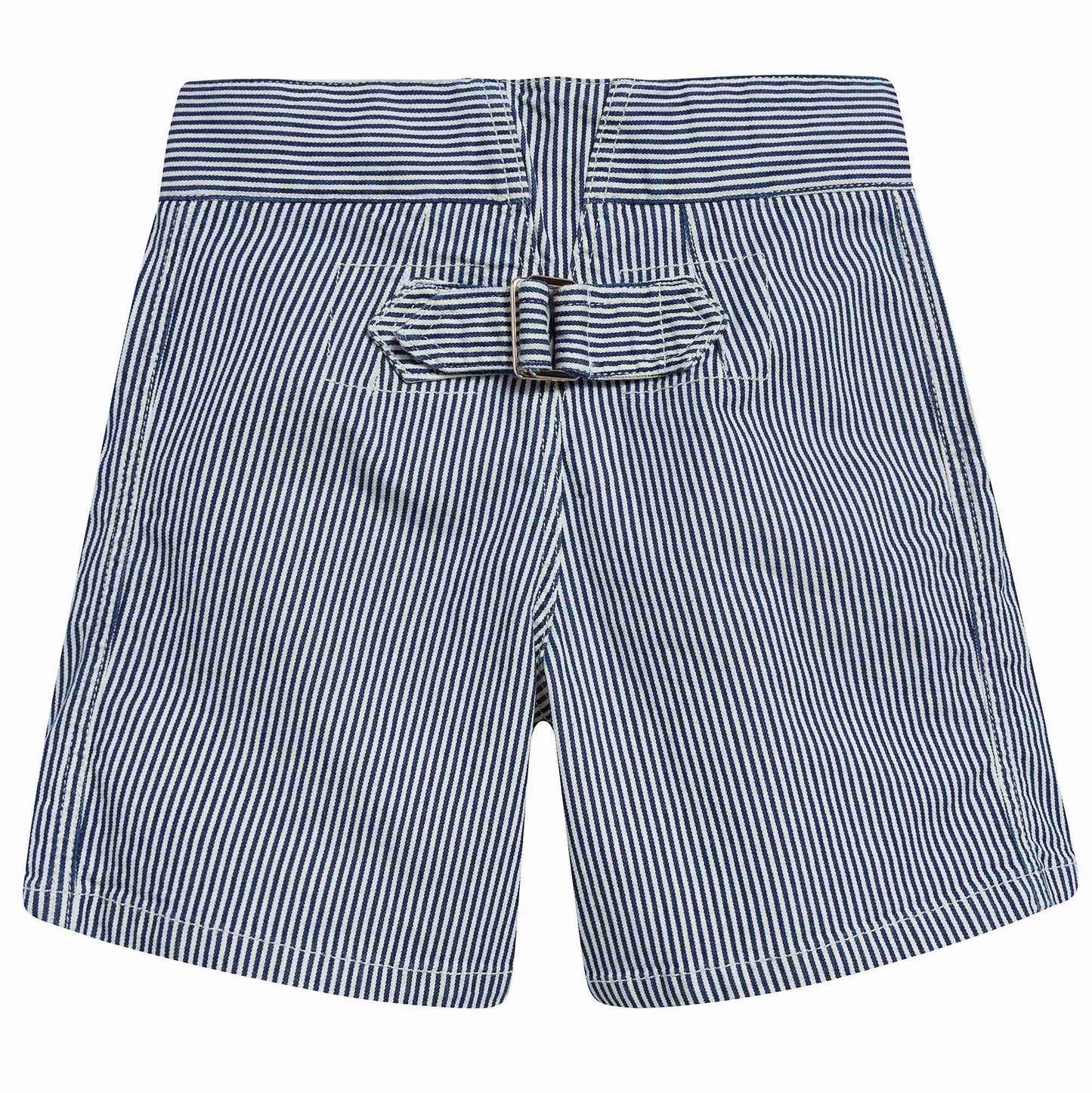 Girls Blue Striped Cotton Shorts