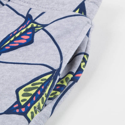 Boys Marl Grey Printed Cotton Shorts