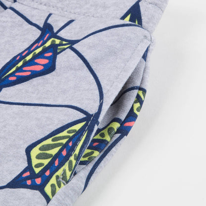 Boys Marl Grey Printed Cotton Shorts