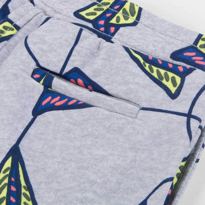 Boys Marl Grey Printed Cotton Shorts