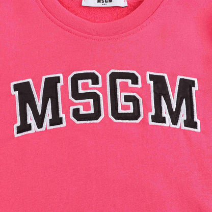 Girls Fuchsia Logo Cotton Sweatshirt