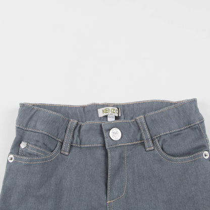 Girls Light Grey Cotton Jeans