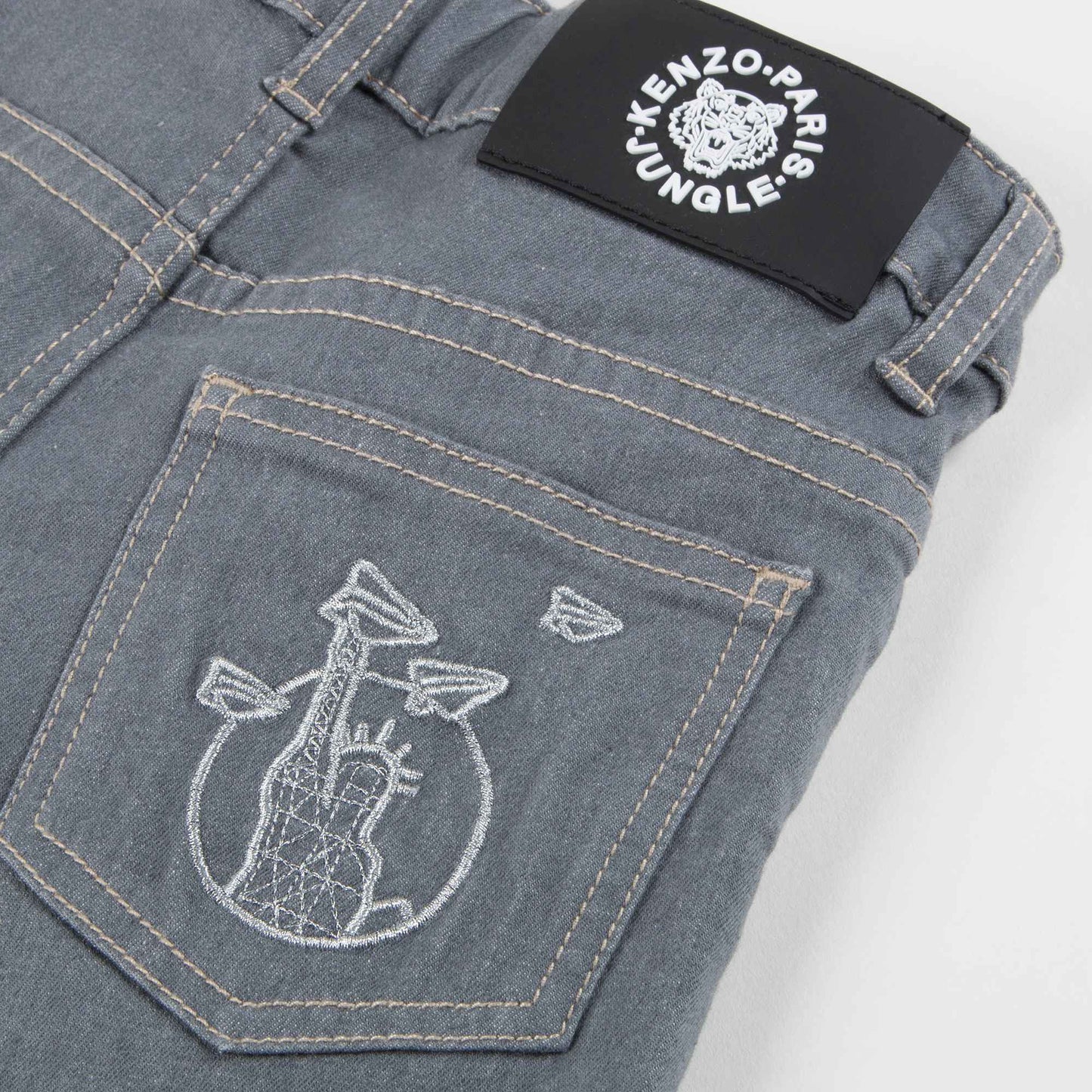 Girls Light Grey Cotton Jeans