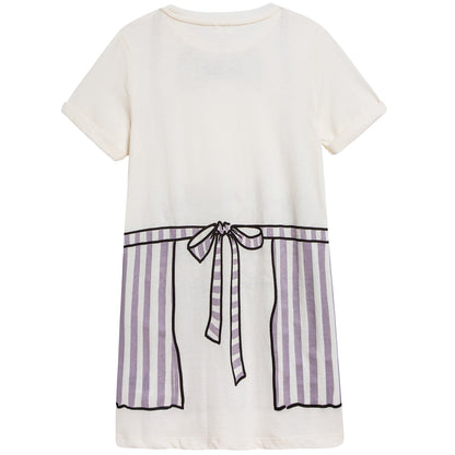 Girls Beige Printed Dress