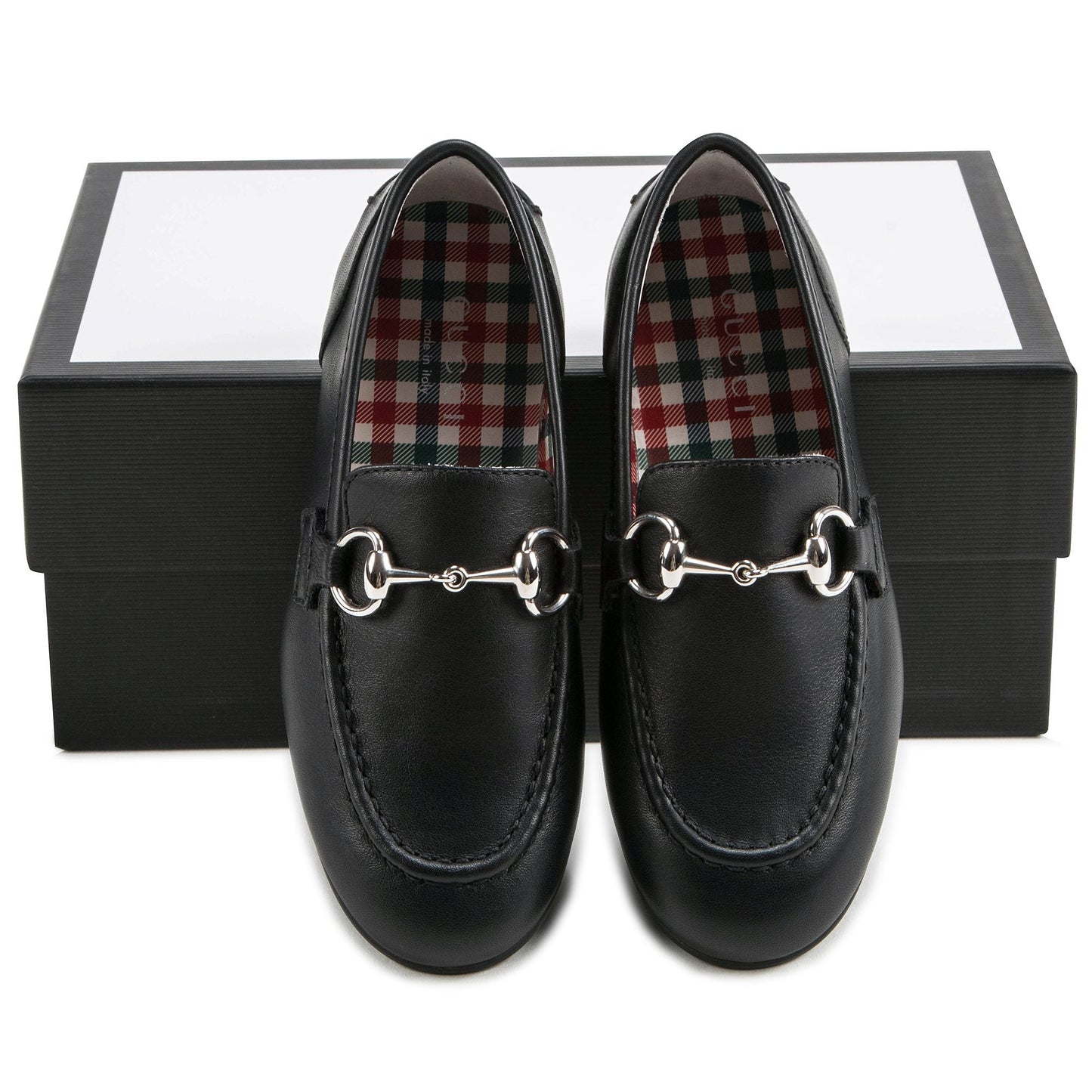 Girls Black Leather Horsebit  Loafers