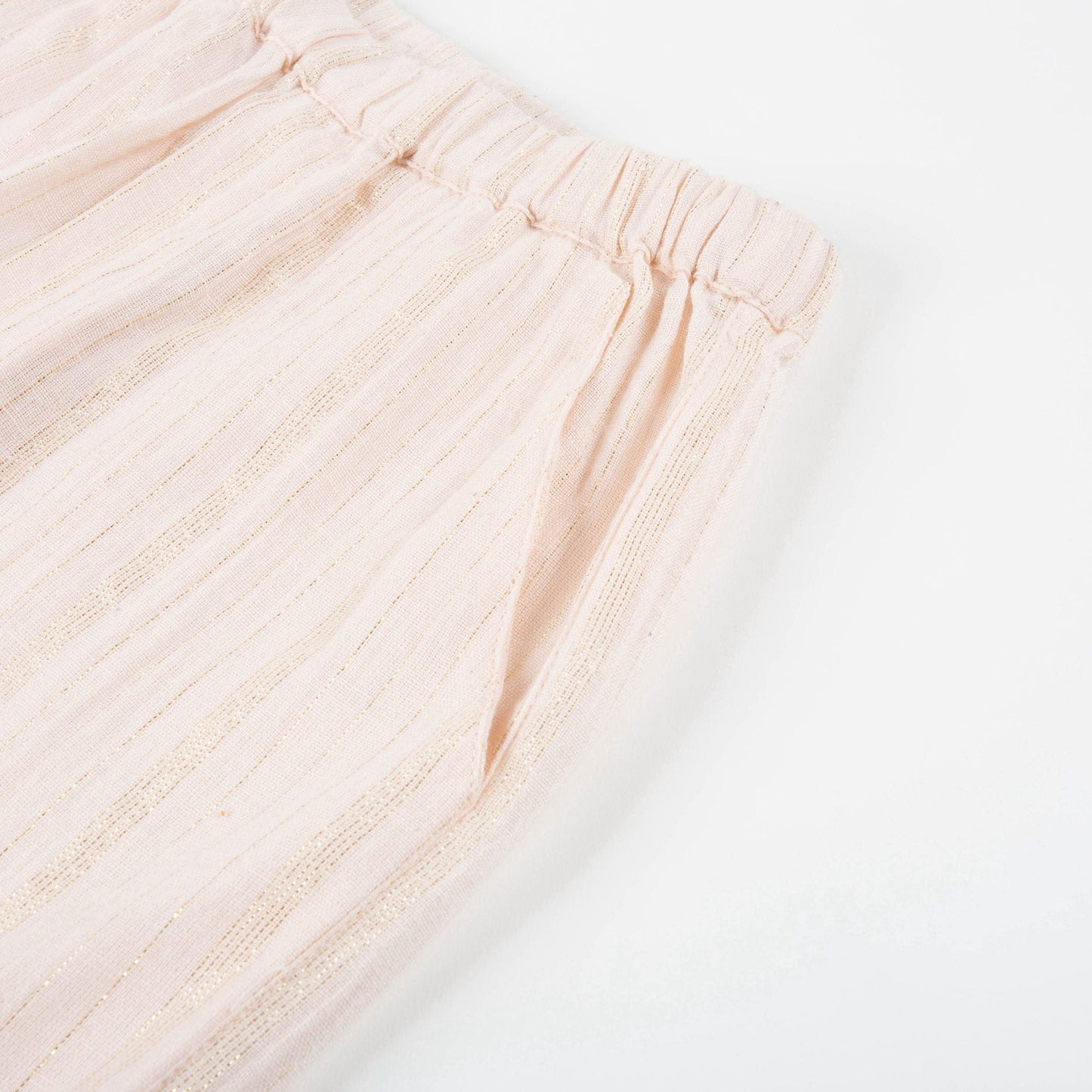 Girls Light Pink "Gold Lurex Stripes" Trousers