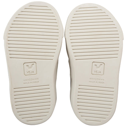 Girls & Boys White Leather Velcro With Green "V" Shoes