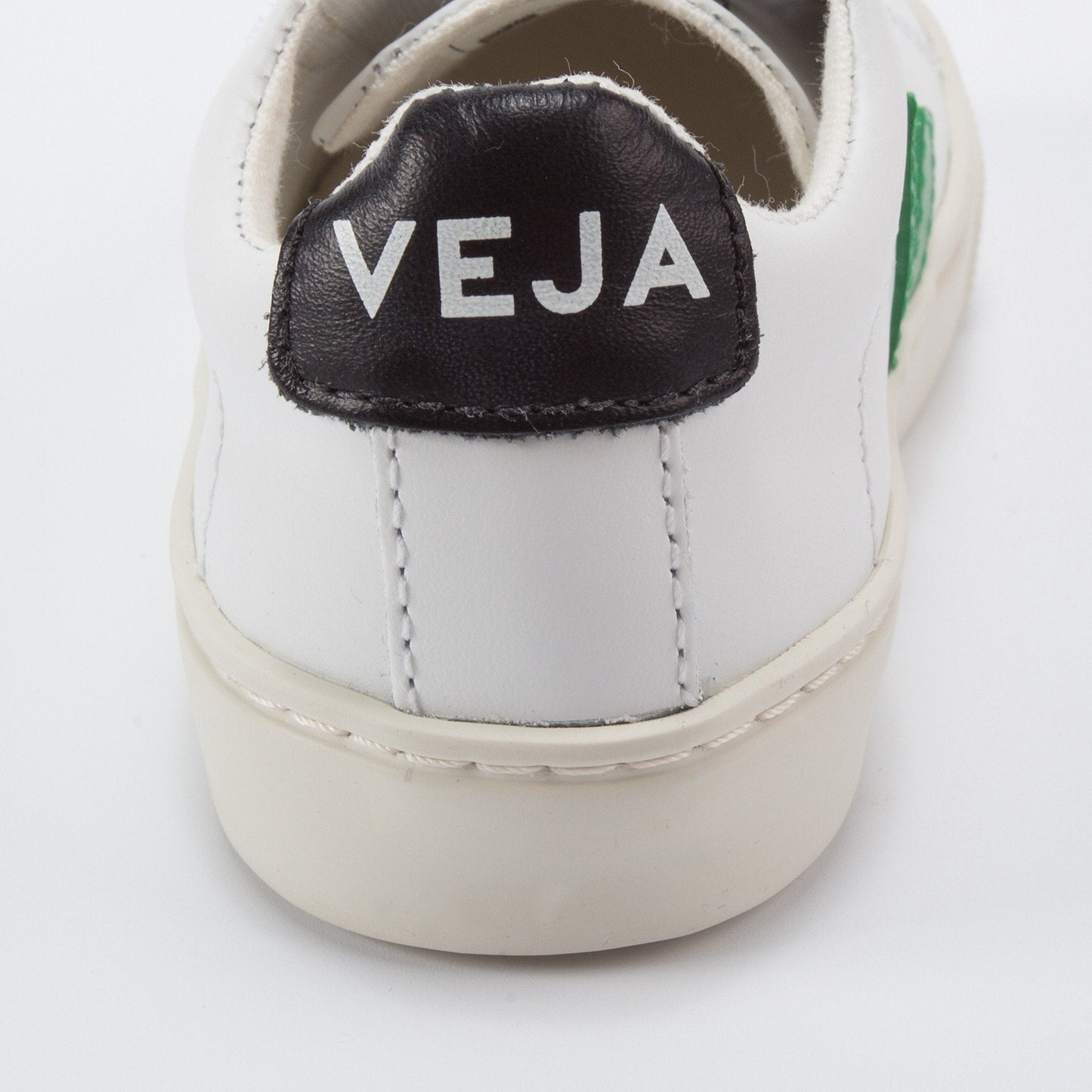 Baby White Leather Velcro With Green "V" Shoes