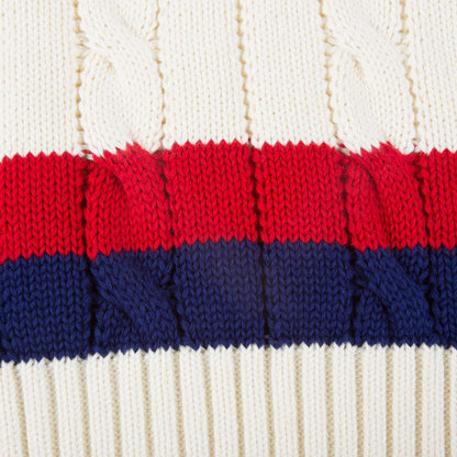 Girls White & Red Striped  Sweater