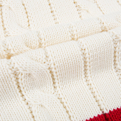 Girls White & Red Striped  Sweater