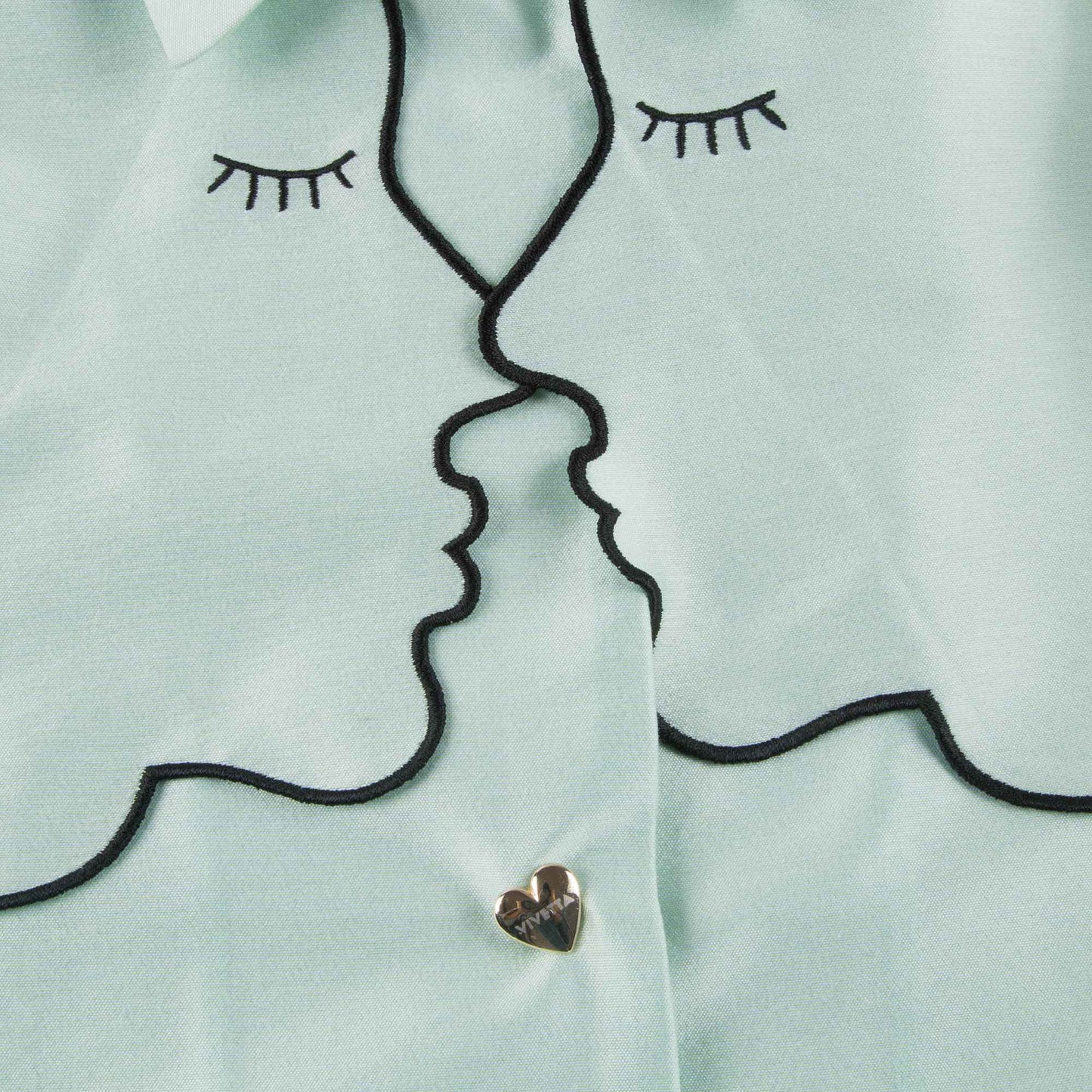 Girls Mint Green Collar And Embroidery Cotton Dustcoat
