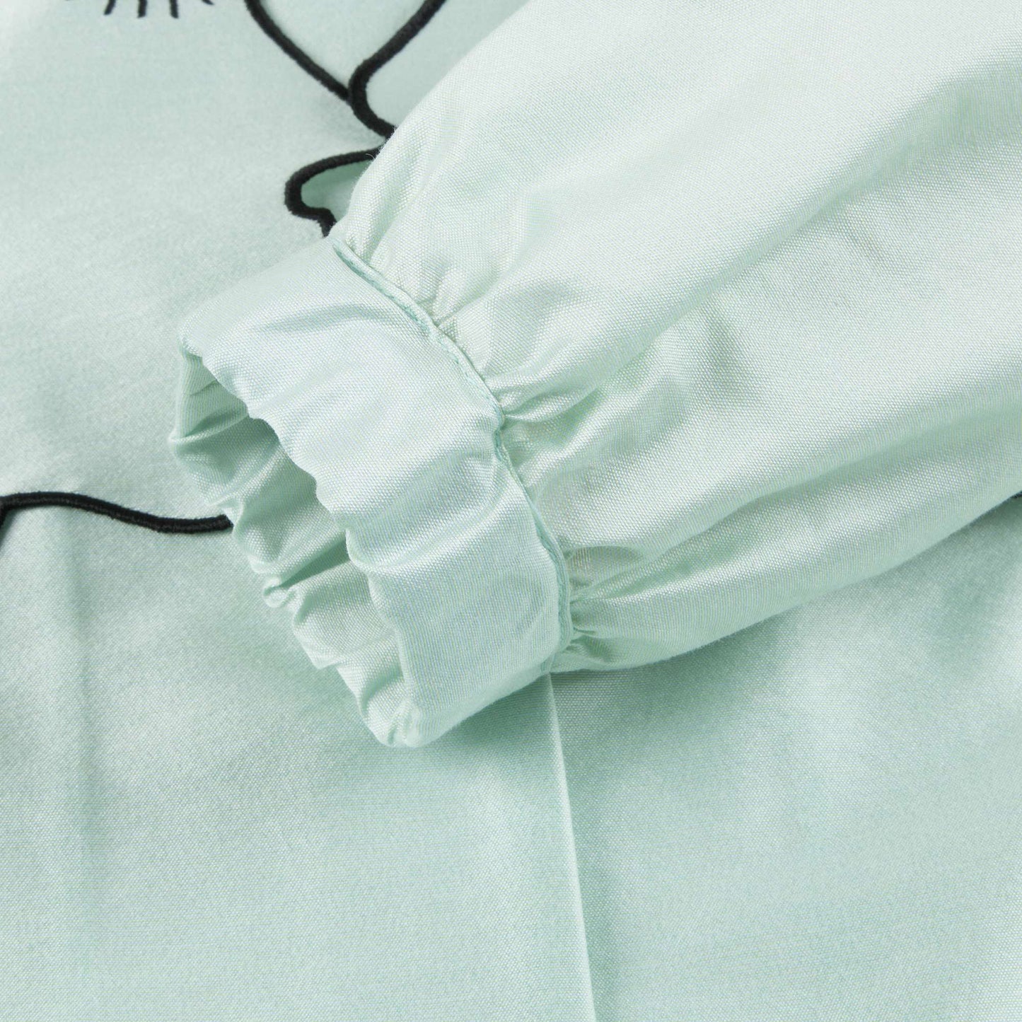 Girls Mint Green Collar And Embroidery Cotton Dustcoat