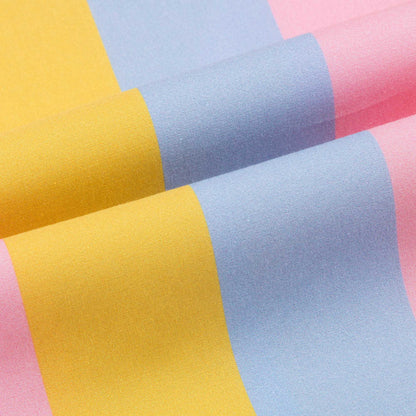 Girls Color Striped Square Neck Cotton Woven Dress