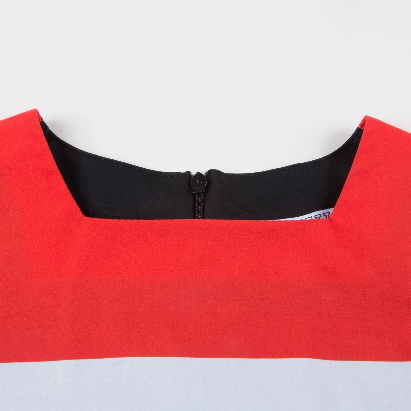Girls White & Red Squadr Neck Cotton Dress