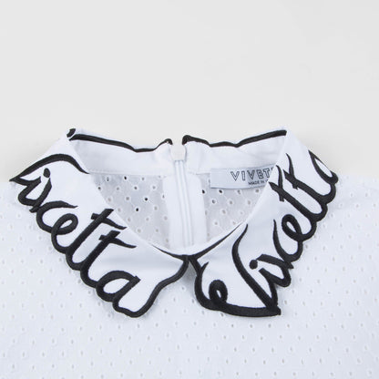 Girls White Collar And Embroidery Cotton Woven Dress