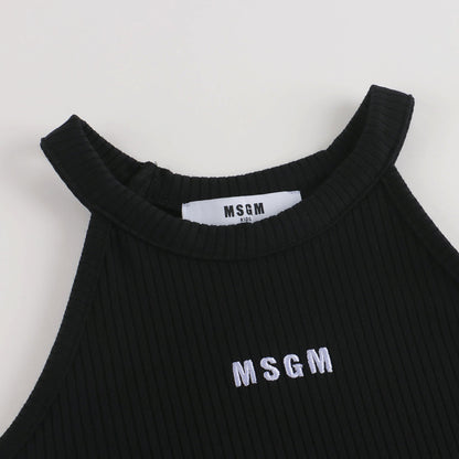 女童黑色Logo吊带背心