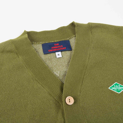 Girls Military Green Cotton Cardingan
