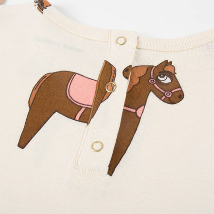 Girls Beige Donkey Organic Cotton Dress