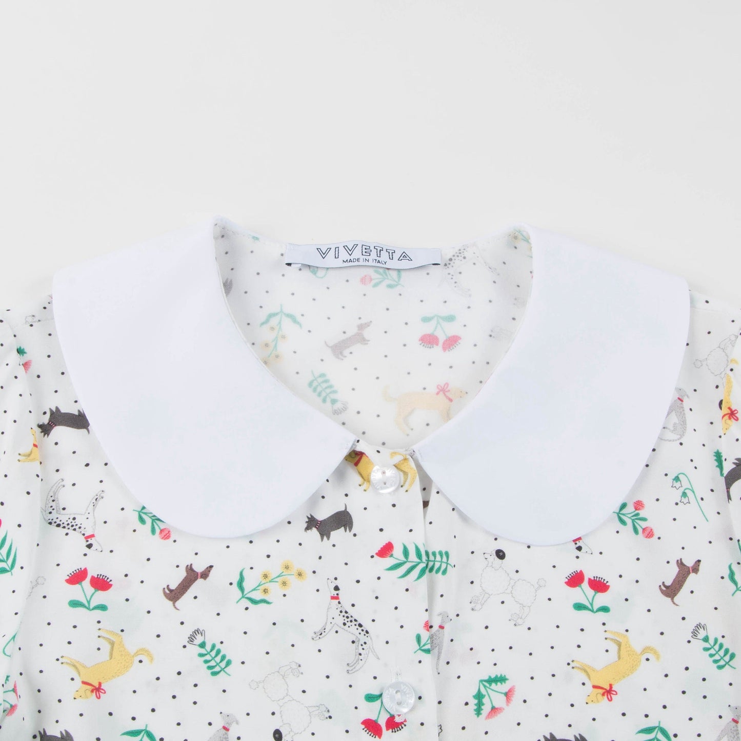 Girls Light Blue Collar Printed Wide Shirt